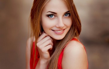 Redhead, Model, Smiling, Blue Eyes, Bare Shoulders Wallpaper