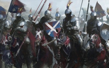 Medieval Knights, Cavalry, Horses, Spear, Painting, Artwork Wallpaper