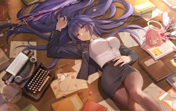Anime, Anime Girls, Books, Lying on Back, Lying Down Wallpaper
