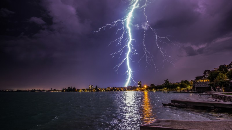 Lightning, Night, Storm, Nature Wallpaper