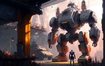 AI Art, Illustration, Robot, Science Fiction Wallpaper