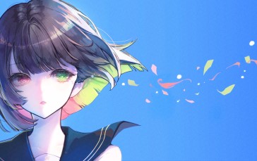 Sad Anime Girl, Tears, Green Eyes, School Uniform, Anime Wallpaper