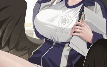 School Uniform, Anime Girls, Wings, Red Eyes Wallpaper