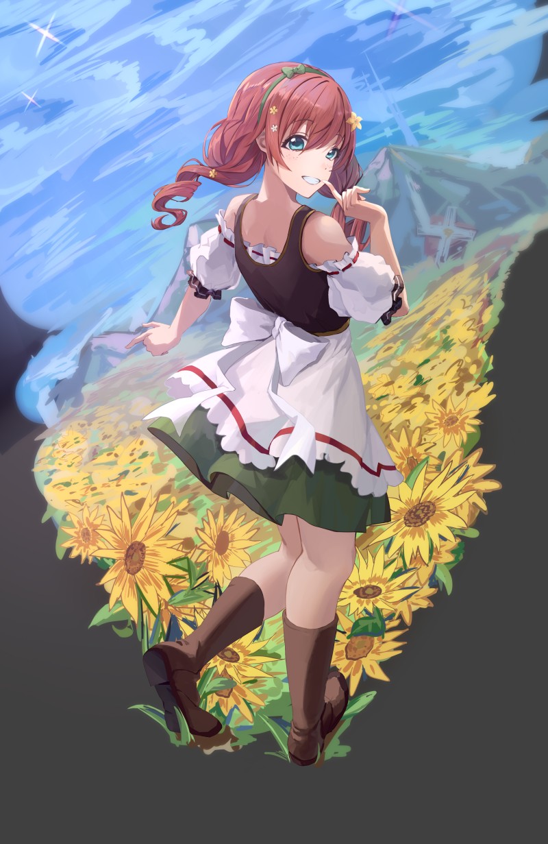 Anime, Anime Girls, Flowers, Dandelion, Redhead Wallpaper