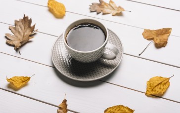 Coffee, Cup, Dried Leaves, Food Wallpaper