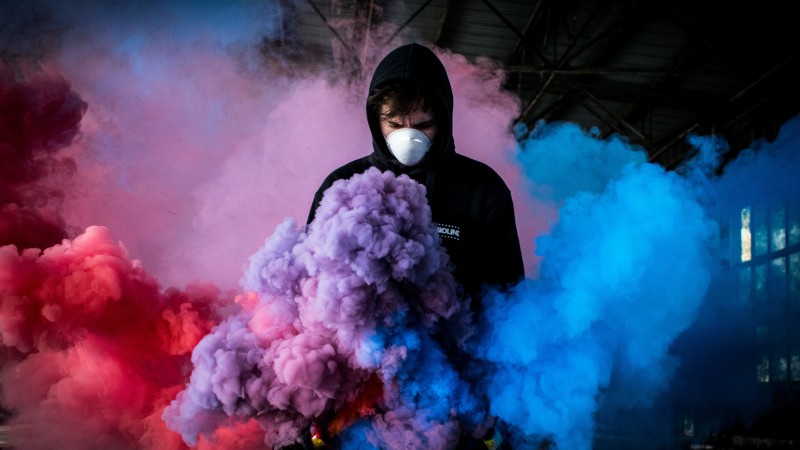 Colorful Smoke, Hoodie, Man, Smoke, Mask, Men Wallpaper