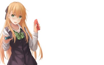 Anime Girl, Blonde, Gamer, Smiling Wallpaper