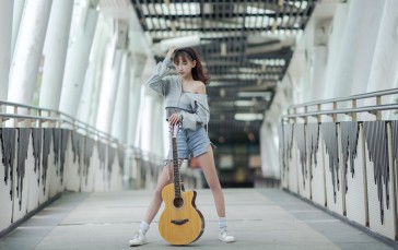 Asian, Women, Model, Guitar Wallpaper