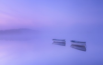 Boats, Reflection, Mist, Morning, Nature Wallpaper