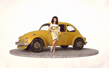 Volkswagen Beetle, Yellow Retro Cars, Vehicle Wallpaper