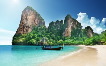 Tropical Holiday, Thailand, Beach, Boat Wallpaper
