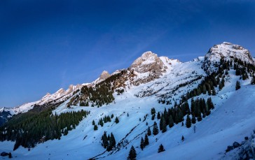 Snowy Mountains, Winter, Peak, Sky Wallpaper