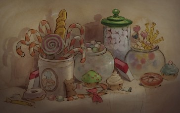 Watercolor Style, Screen Shot, Ernest & Celestine, Candy, Cupcakes Wallpaper