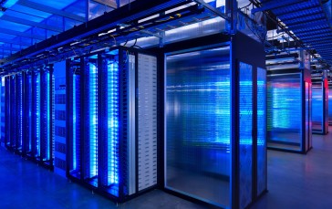 Server Room, Blue Lights, Datacenter, Technology Wallpaper