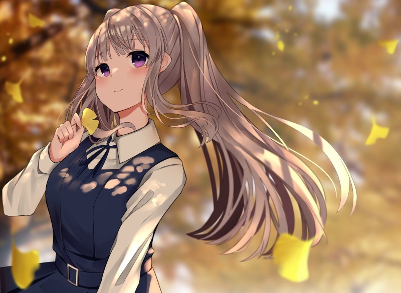 Yuukoku Kiriko, Long Hair, The Idolmaster Shiny Colors, Twintails, Autumn, Anime Wallpaper