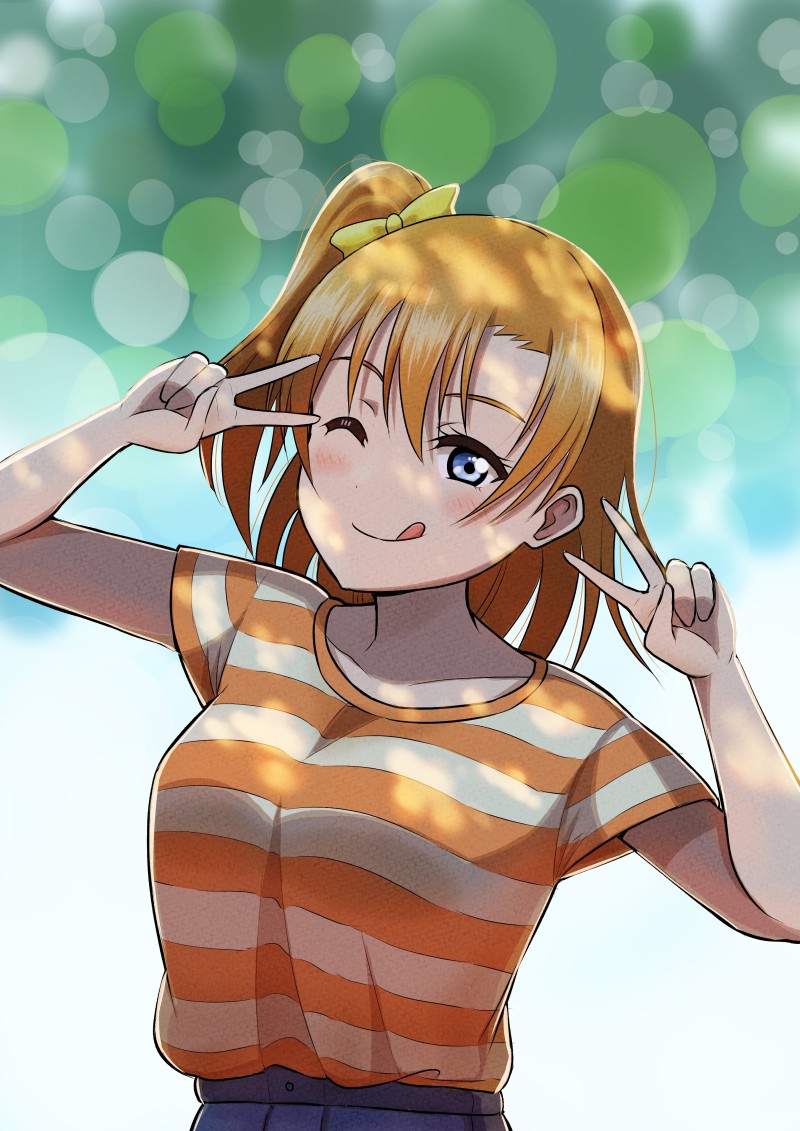 Kousaka Honoka, Love Live, Wink, Orange Hair Wallpaper