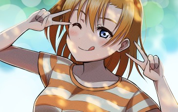 Kousaka Honoka, Love Live, Wink, Orange Hair Wallpaper