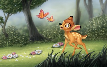 Bambi, Animation, Disney, Butterflies, Forest, Vehicle Wallpaper