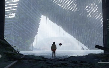 Asteroid (artist), Ruins, Pokémon, Rain Wallpaper