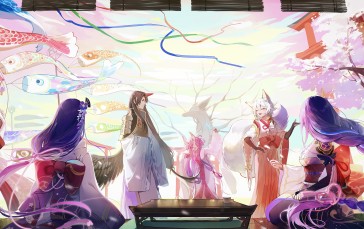 Genshin Impact, Kitsune Saiguu, Sasayuri, Chiyo, Raiden Shogun, Anime Games Wallpaper