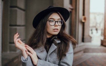 Glasses, Model, Hat, Long Hair, Pretty Wallpaper