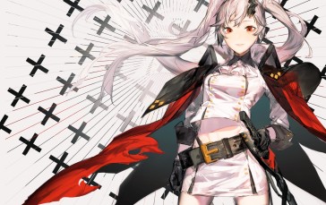 Anime Girl, Military Uniform, White Hair, Twintails, Coat Wallpaper