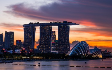 Singapore, Marina Bay Sands, Architecture, Sunset, Twilight, City Wallpaper