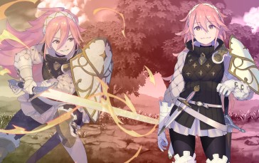 Anime Girl, Sword, Pink Hair, Military Uniform Wallpaper