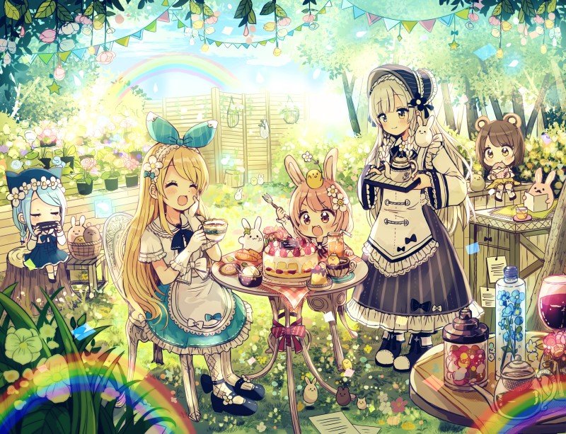 Anime Chibi Girls, Party, Cakes, Anime Wallpaper