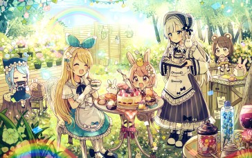 Anime Chibi Girls, Party, Cakes, Anime Wallpaper