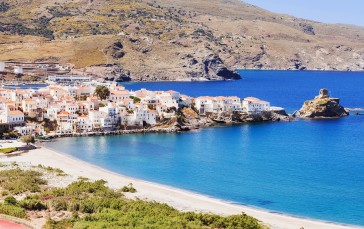 Andros Island, Greece, Sea, City Wallpaper