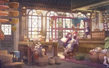 Anime Girls, Horn, Cute, Japanese Clothes, Elf Ears Wallpaper