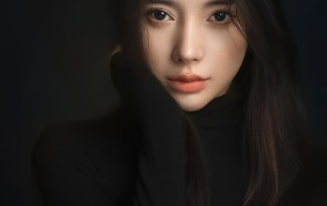 Asian, Women, Model, Dark Background, Simple Background, Brunette Wallpaper