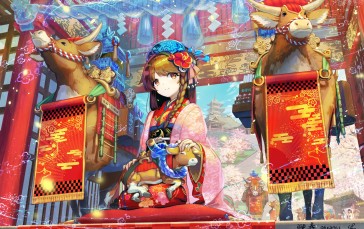 Anime Festival, Kimono, Anime Girl, Torii Wallpaper