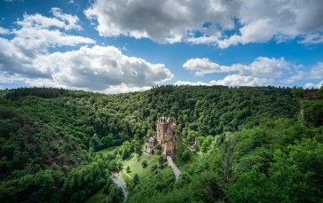 Germany, Forest, Aerial View, Castle Eltz Wallpaper
