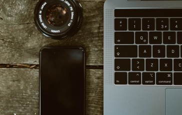 Notebook, Camera Lens, Table, Smartphone, Technology Wallpaper