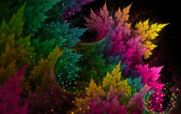 Colorful Leaves, Particles, Abstraction, Design Wallpaper