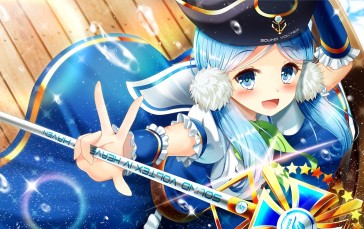 Anime Girl, Blue Hair, Sound Voltex, Smiling, Anime Wallpaper
