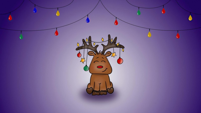 Reindeer, Christmas, Simple Background, Minimalism Wallpaper