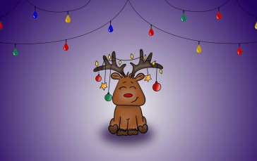 Reindeer, Christmas, Simple Background, Minimalism Wallpaper