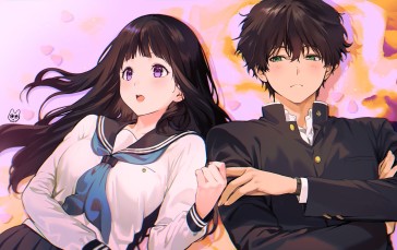 Houtarou X Eru, Anime Couple, Hyouka, School Uniform, Chitanda Eru Wallpaper