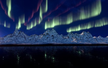 Northern Lights, Aurora, Mountain, Reflection, Stars Wallpaper