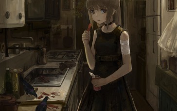 Gloomy Anime Girl, Abandoned House, Anime Wallpaper