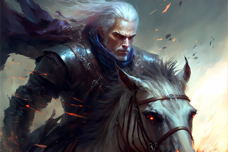 The Witcher, Geralt of Rivia, AI Art, Fantasy Art, Video Game Characters, Video Game Man Wallpaper