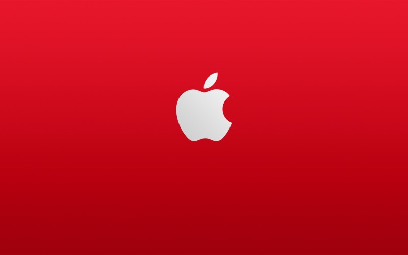 Apple, Logo, Red Background, Bite Wallpaper