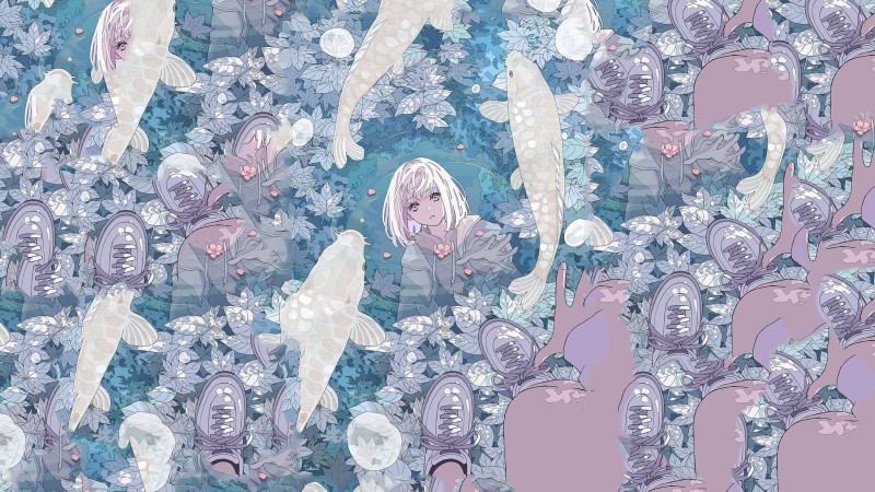 Surreal Anime Girl, Polychromatic, Anime Wallpaper