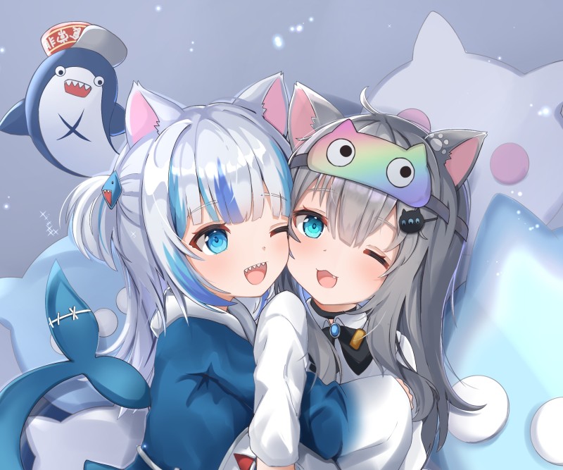 Nachoneko, Gawr Gura, Virtual Youtuber, Loli Wallpaper