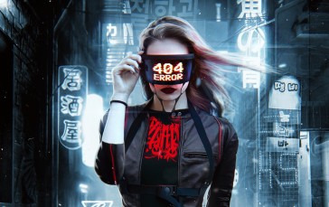 Science Fiction, Futuristic Woman, Eye Mask, 404 Error Wallpaper