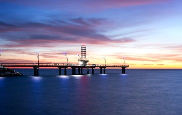 Pier, Dock, Sunset, Horizon, Sea, Lighthouse Wallpaper