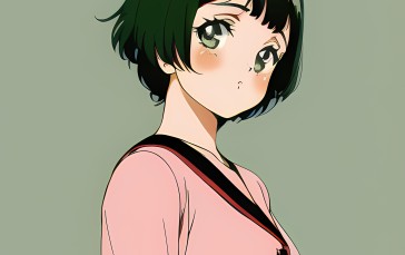 Anime Girls, Novel Ai, Anime, Green Hair Wallpaper